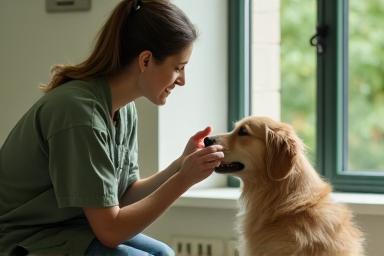 Éducateur canin interagissant avec un chien